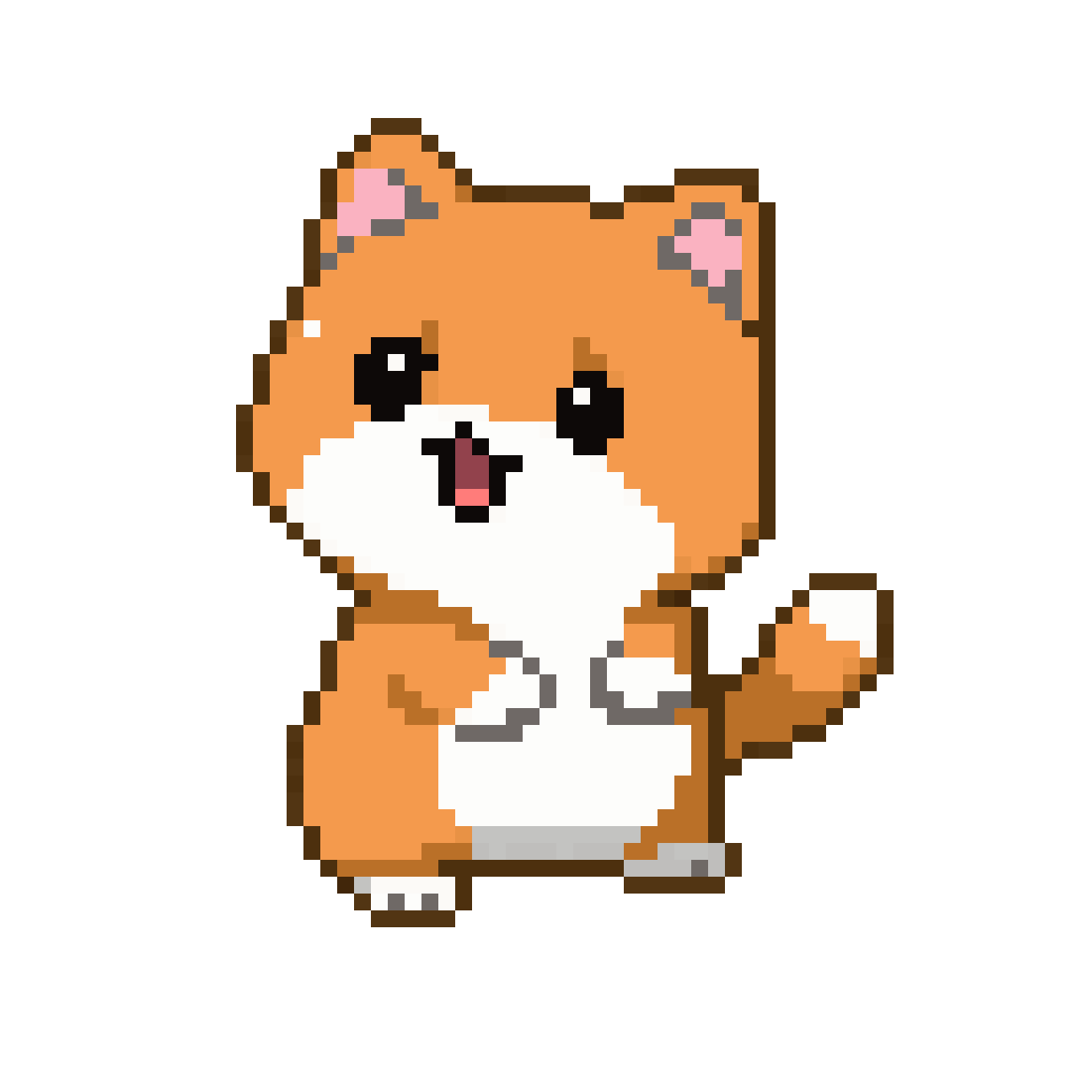 Cute orange and white Tamagotchi cat pixel art