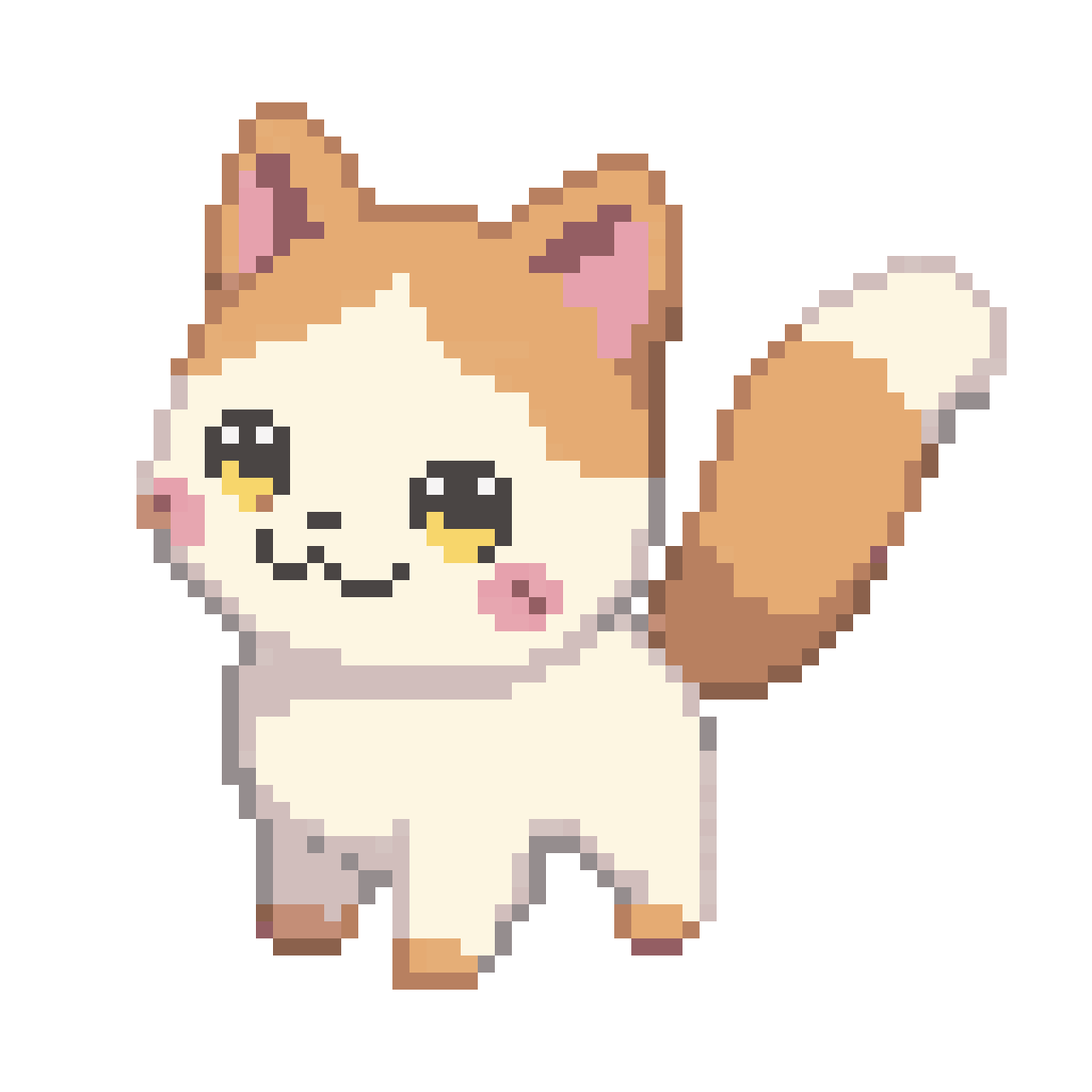 Cute Simple Orange and White Cat pixel art