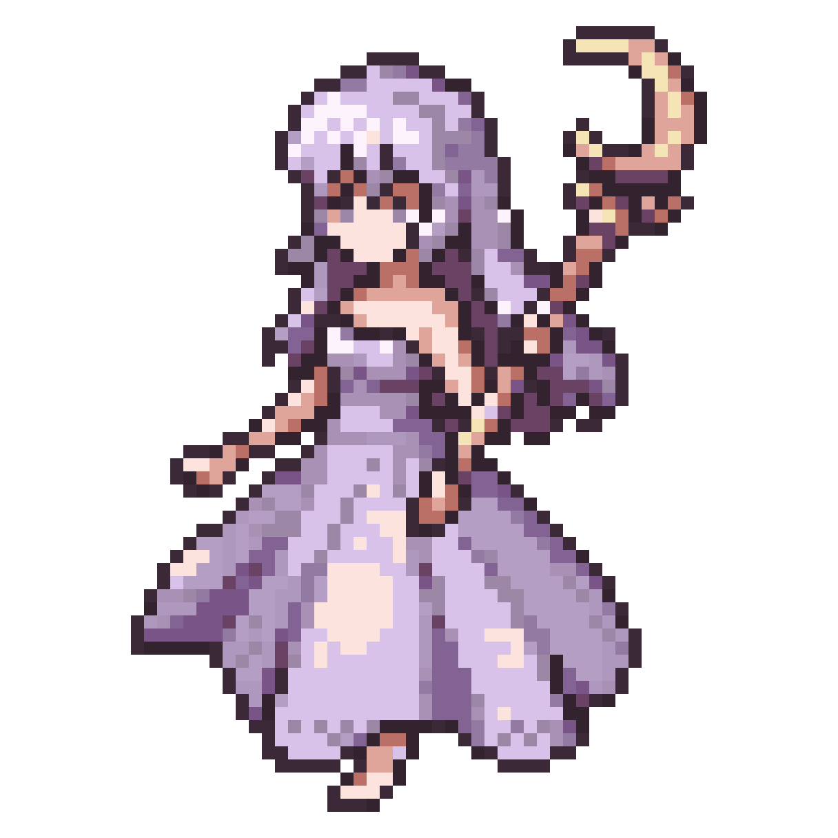 Ethereal Elegant Character with Silver Hair pixel art