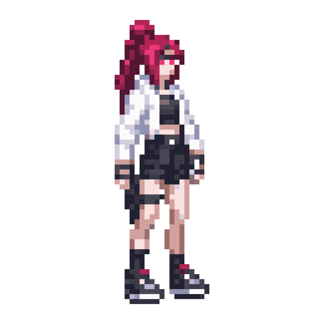 tactical assassin RIA with red hair pixel art
