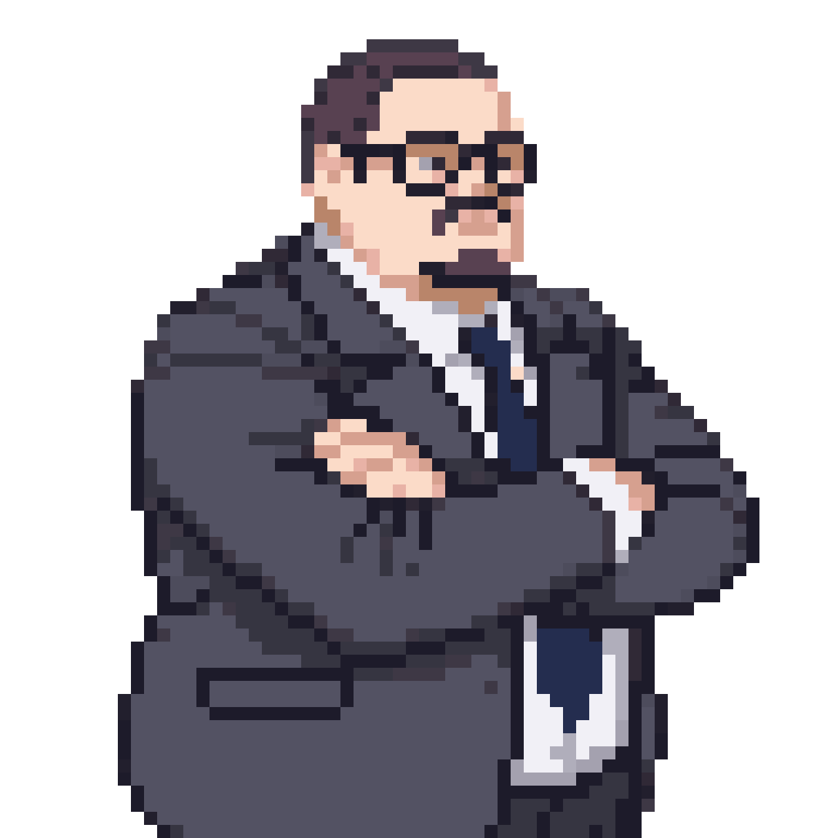Chubby Man in Grey Suit pixel art