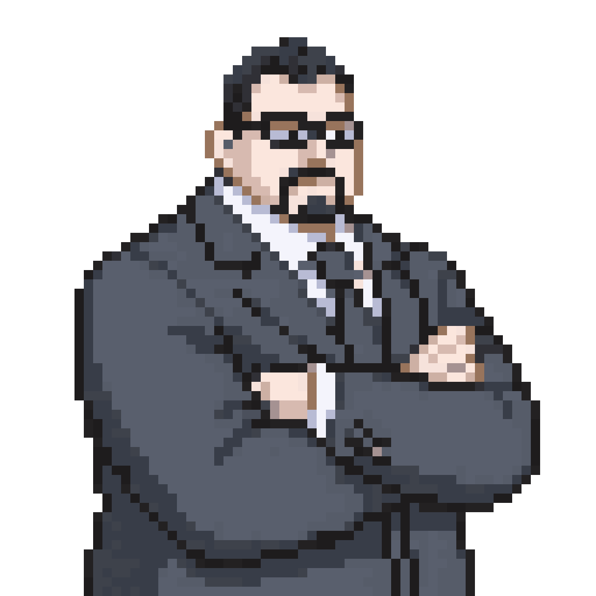Chubby Man in Grey Suit pixel art