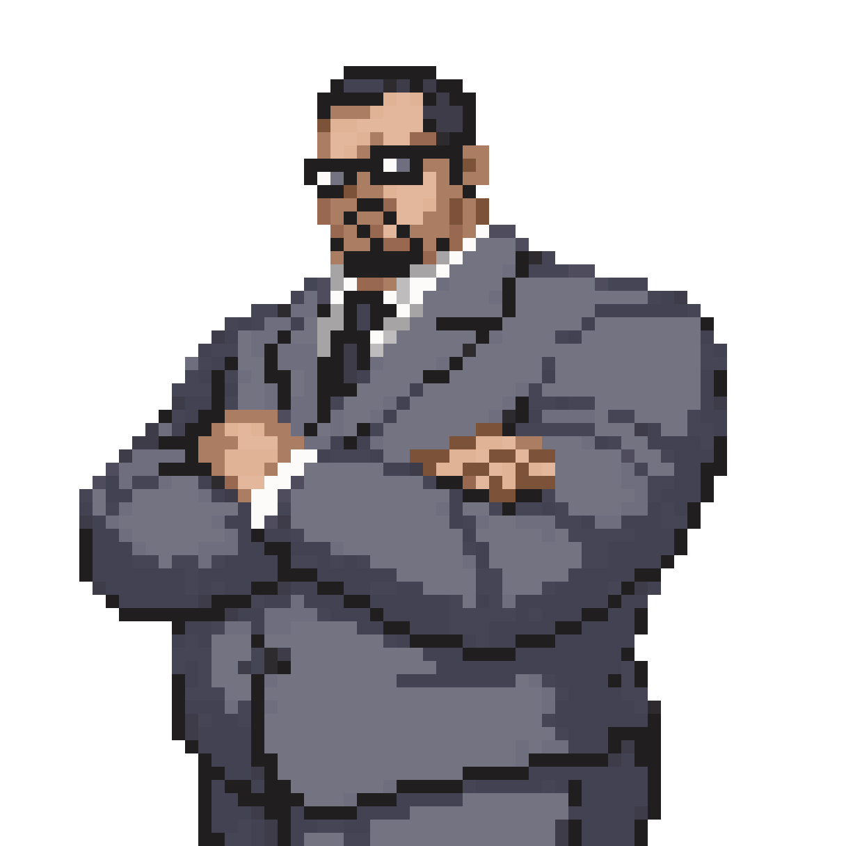 Chubby Man in Grey Suit pixel art