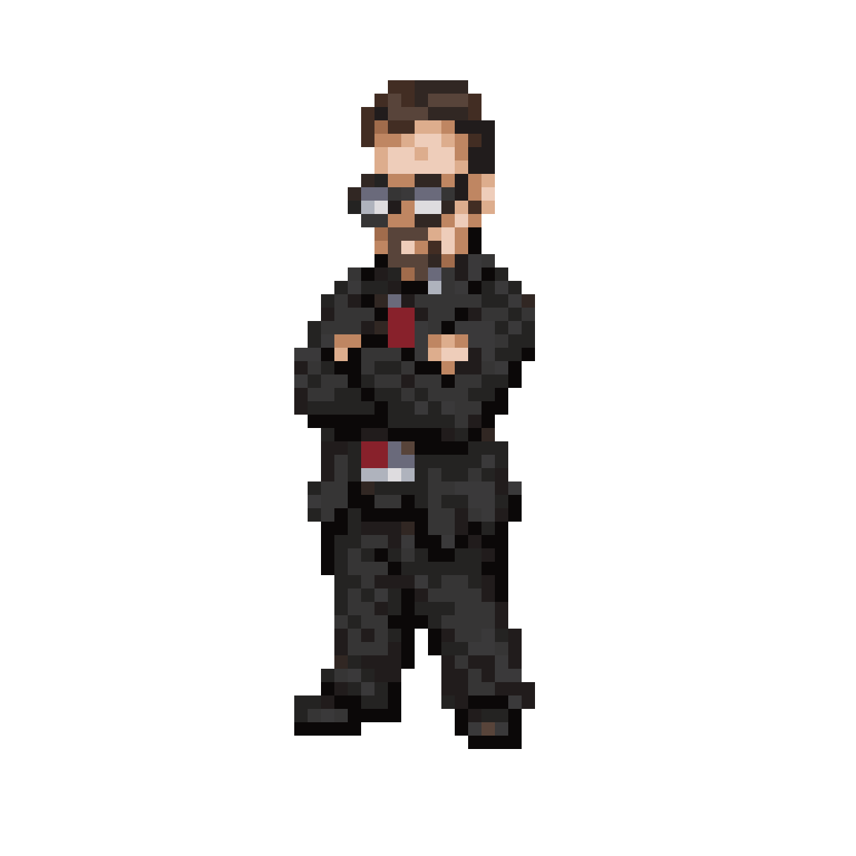 chubby man in a suit silhouette pixel art