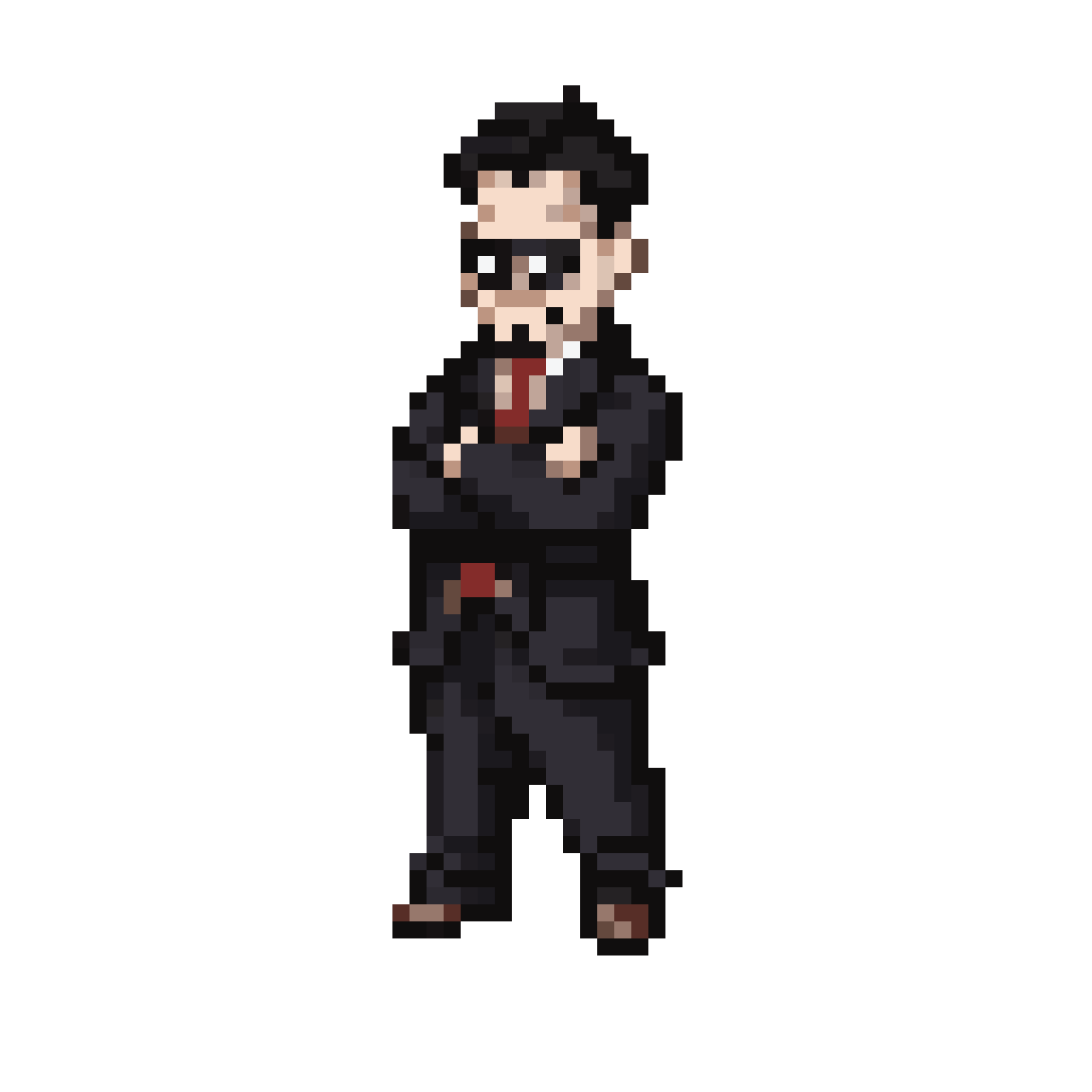 Chubby Man in Suit Silhouette pixel art