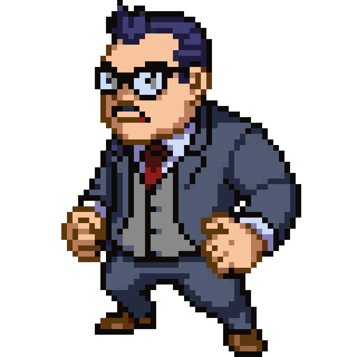 Heavy Set Character in Grey Suit pixel art