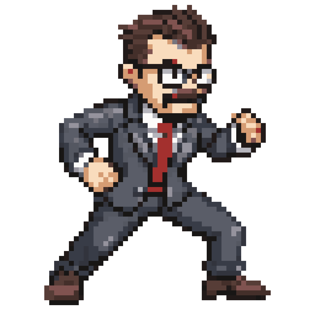 Heavy Set Character in Grey Suit pixel art
