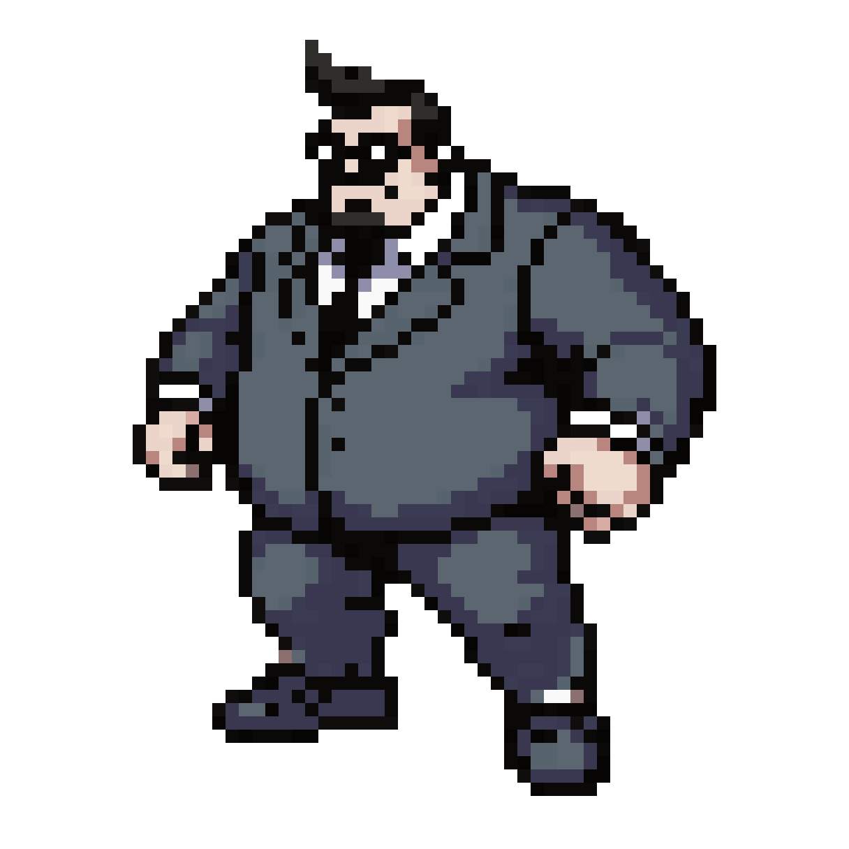 Chubby Character in Grey Suit pixel art