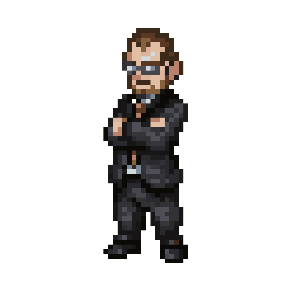 heavy set man in a suit pixel art