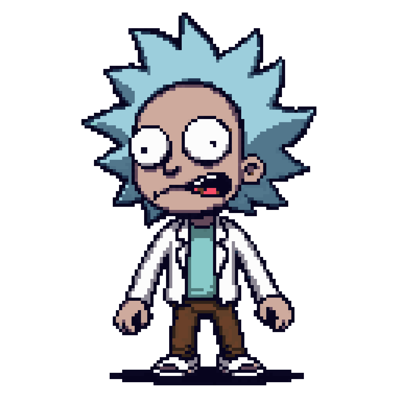a unique rick and morty character pixel art