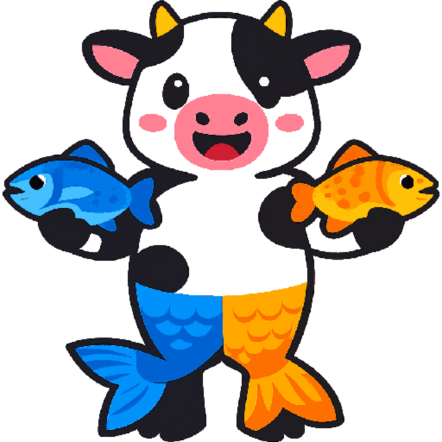 I want a calf and a fish pixel art
