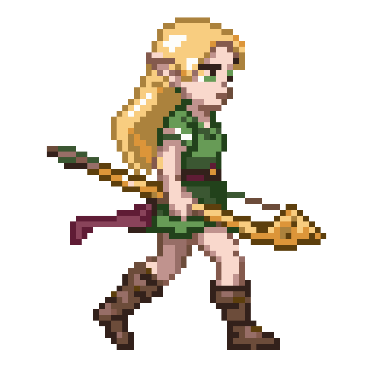 Blonde elf girl with bow pixel art