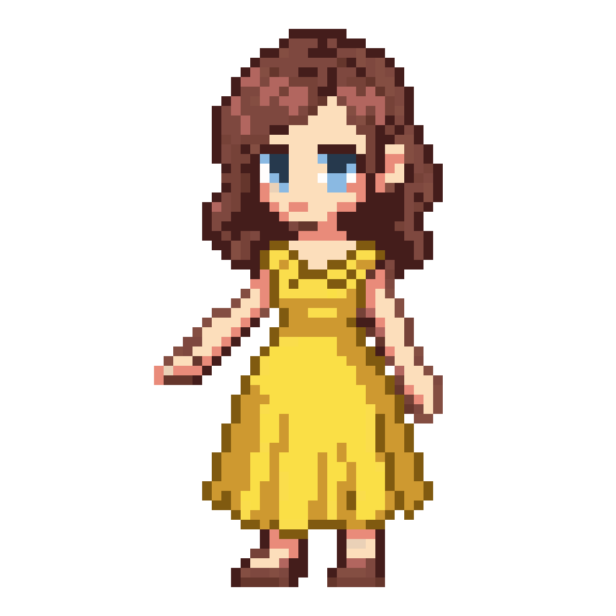 Female character ingame sprites in pixel art