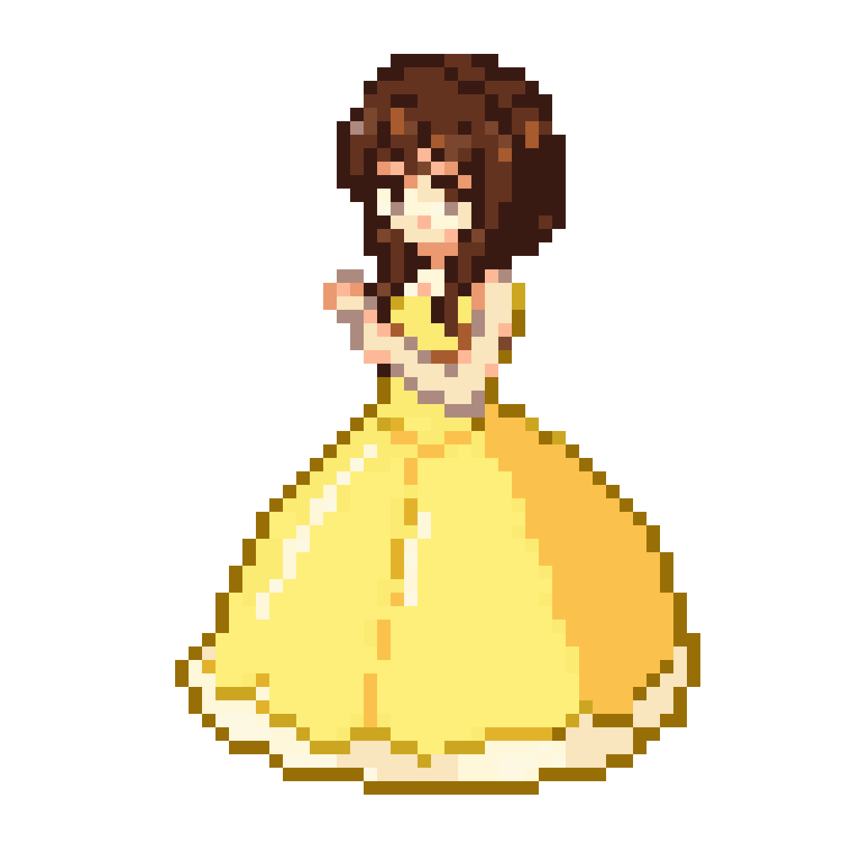 Female character with brown hair pixel art