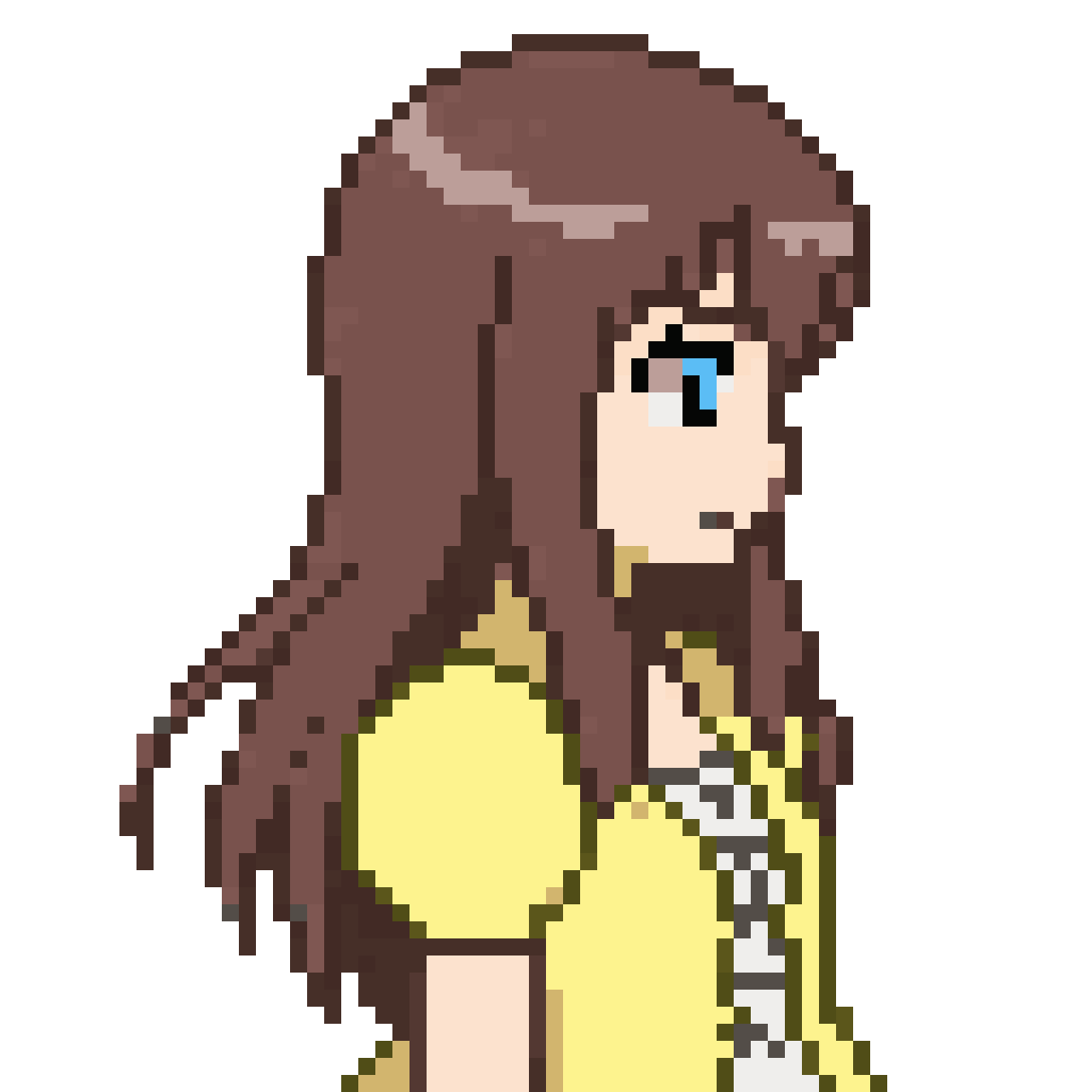 Female character with brown hair pixel art