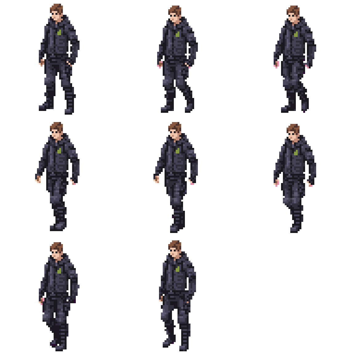 Urban Explorer Character Walking pixel art