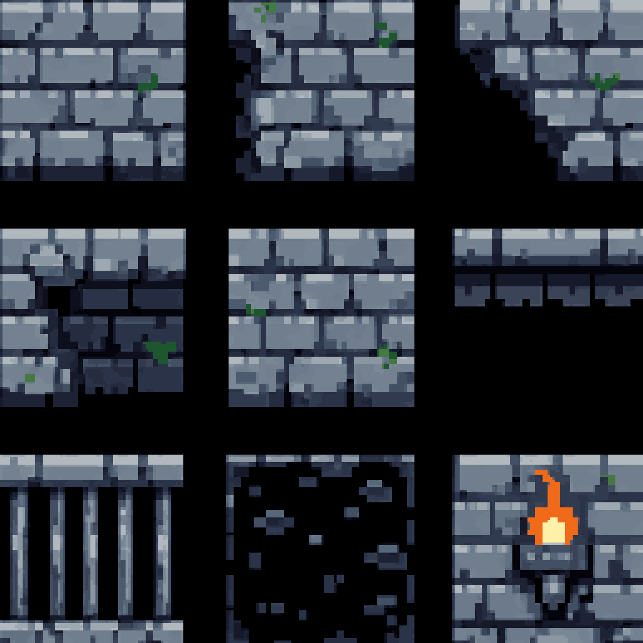 2D Pixel Art Dungeon Tile Set pixel art