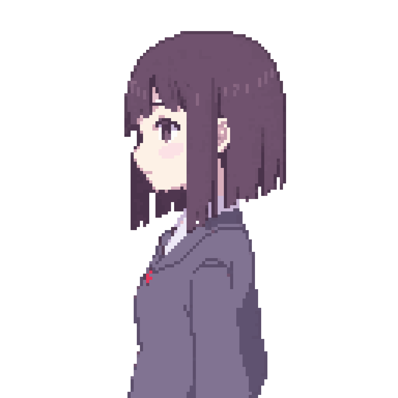 Anime girl wearing school uniform pixel art