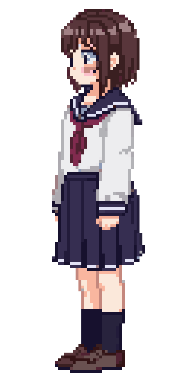 Anime Girl in School Uniform pixel art