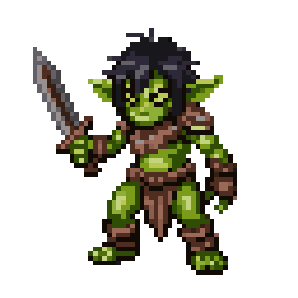 tribal forest goblin warrior pixel art
