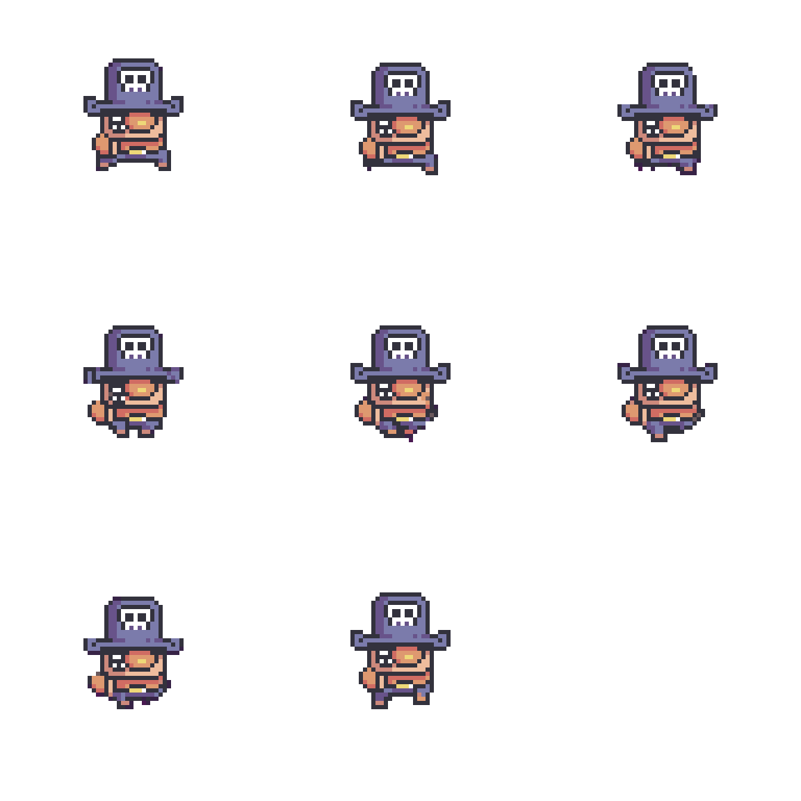 Cowboy Skeleton Character Walking pixel art
