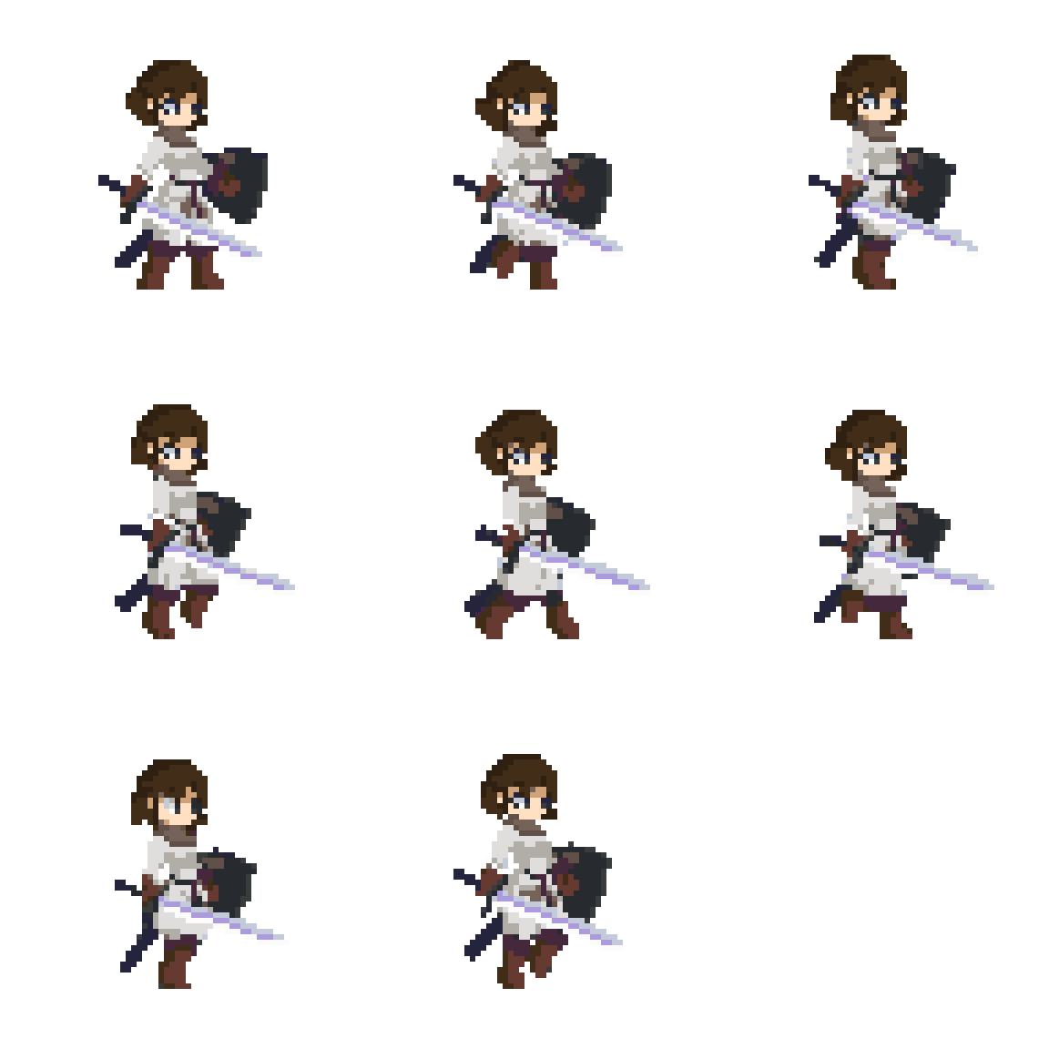 Medieval Warrior With Shield Running pixel art