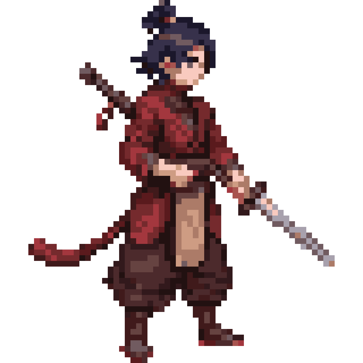 Wuxia Shinobi Swordsman with Jian pixel art