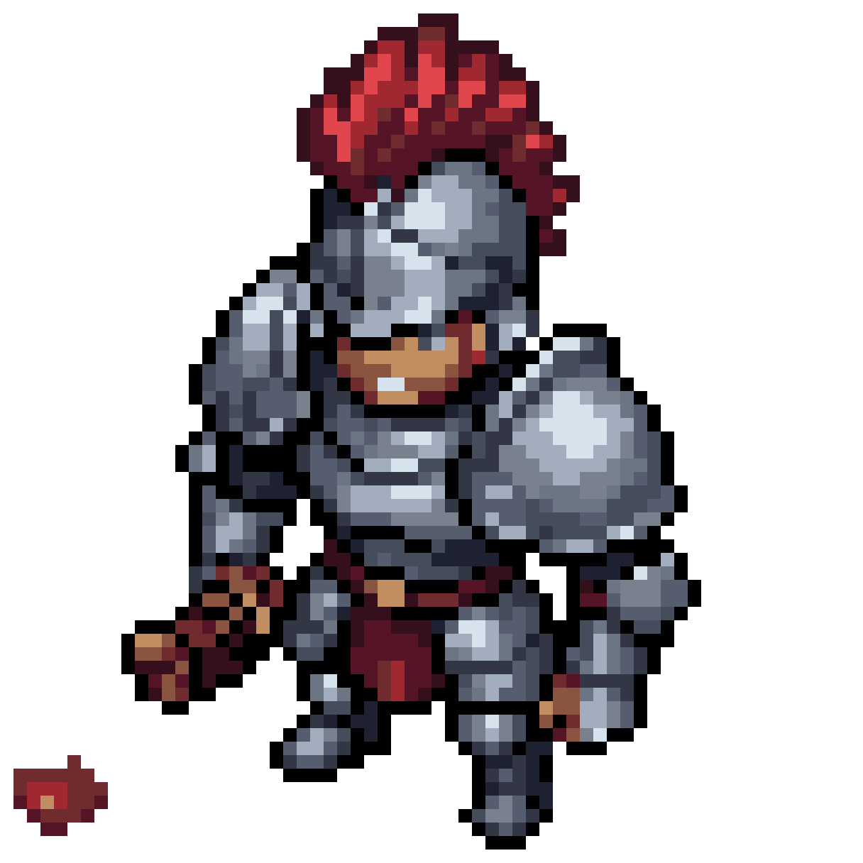 Caucasian Man in Silver Armor pixel art