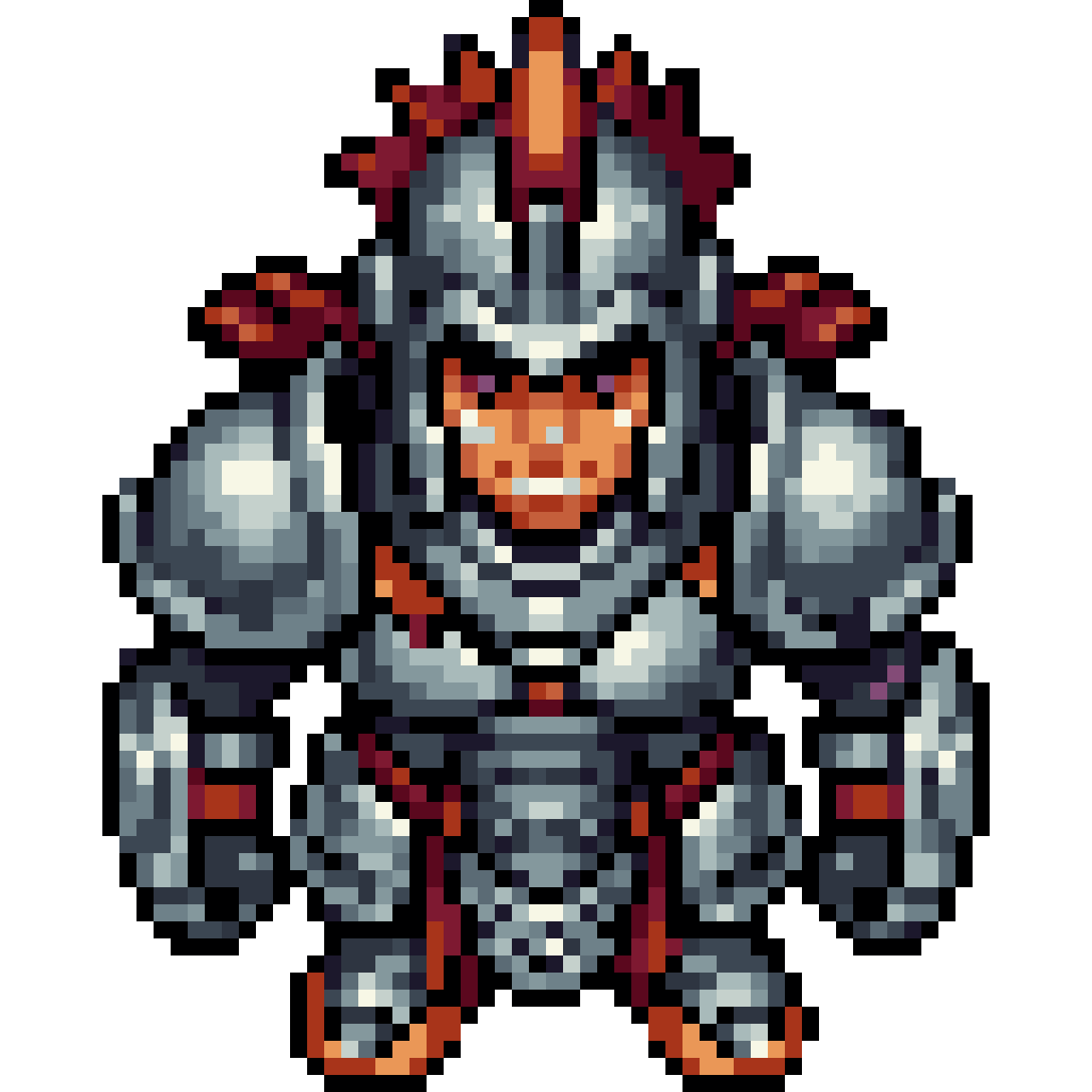 Caucasian Man in Silver Armor pixel art
