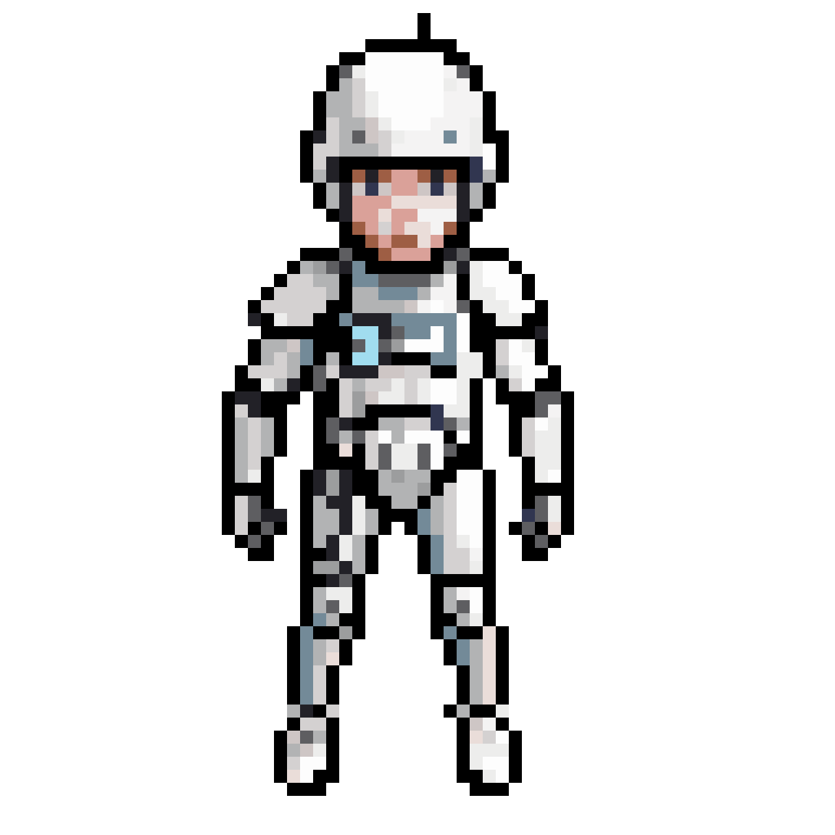 Character with White Skin and No Helmet pixel art