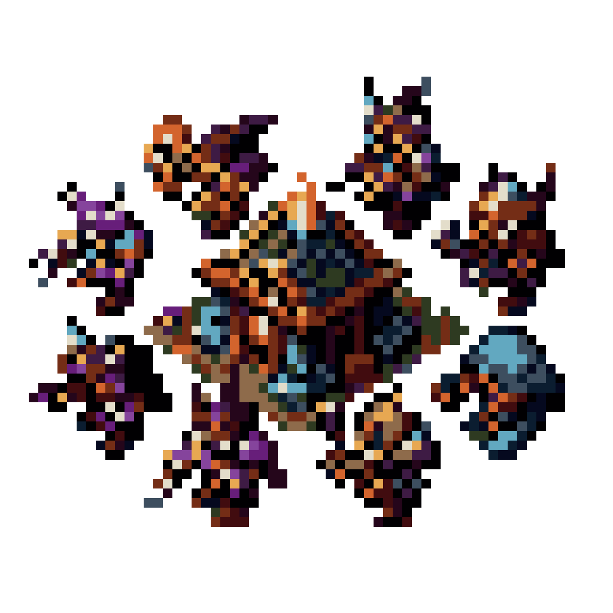 Starcraft 2 Units and Buildings in Darkness pixel art