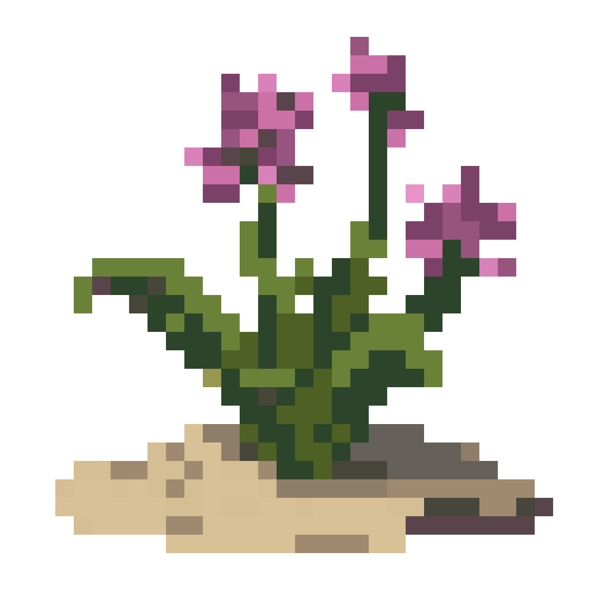 Seaside Herb Growing on Sand pixel art