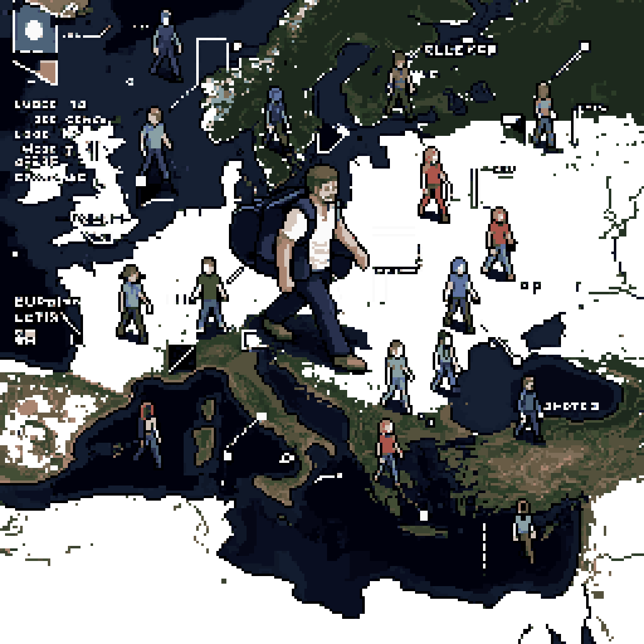 College Student Traveling in Europe pixel art