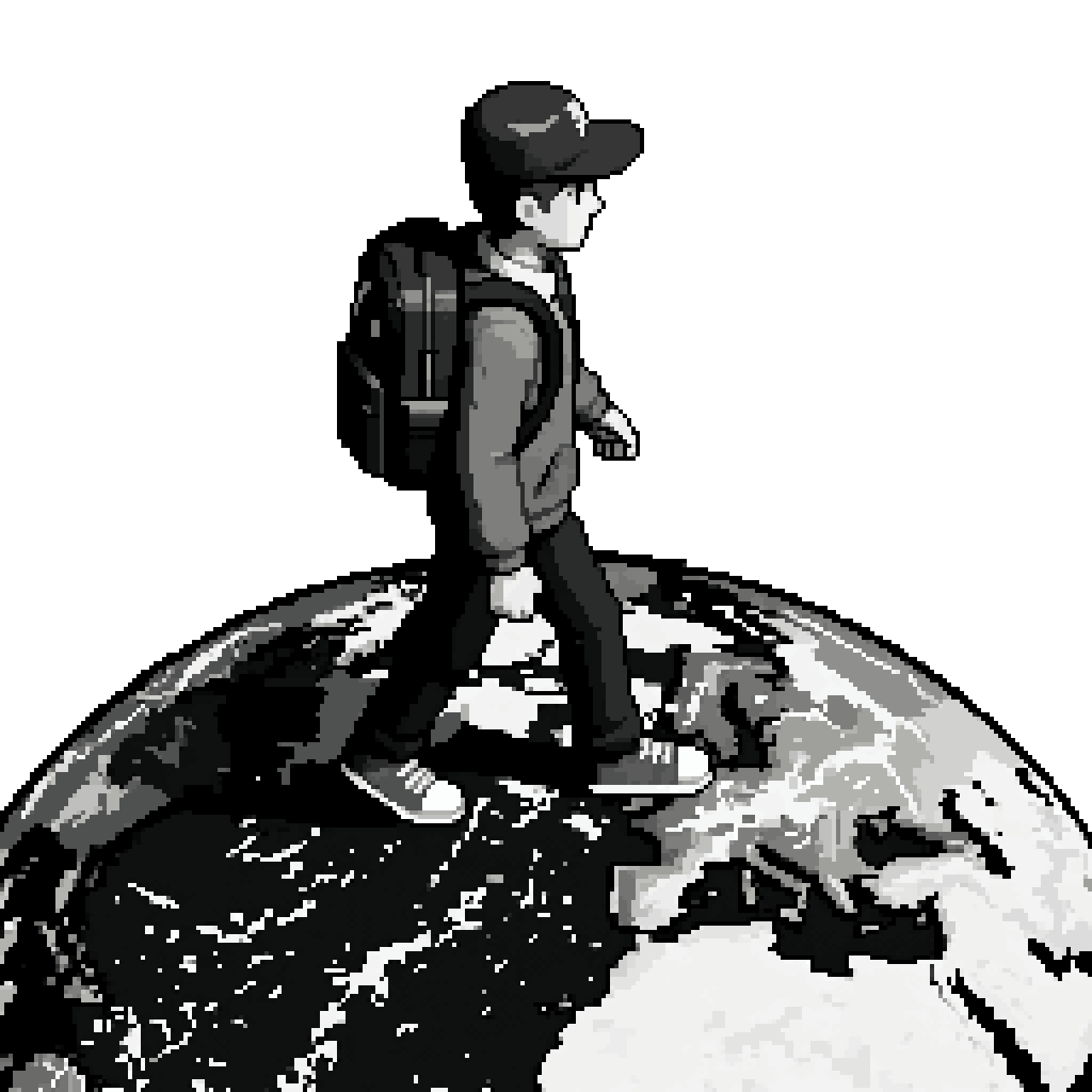 College Student Traveling Around Earth pixel art