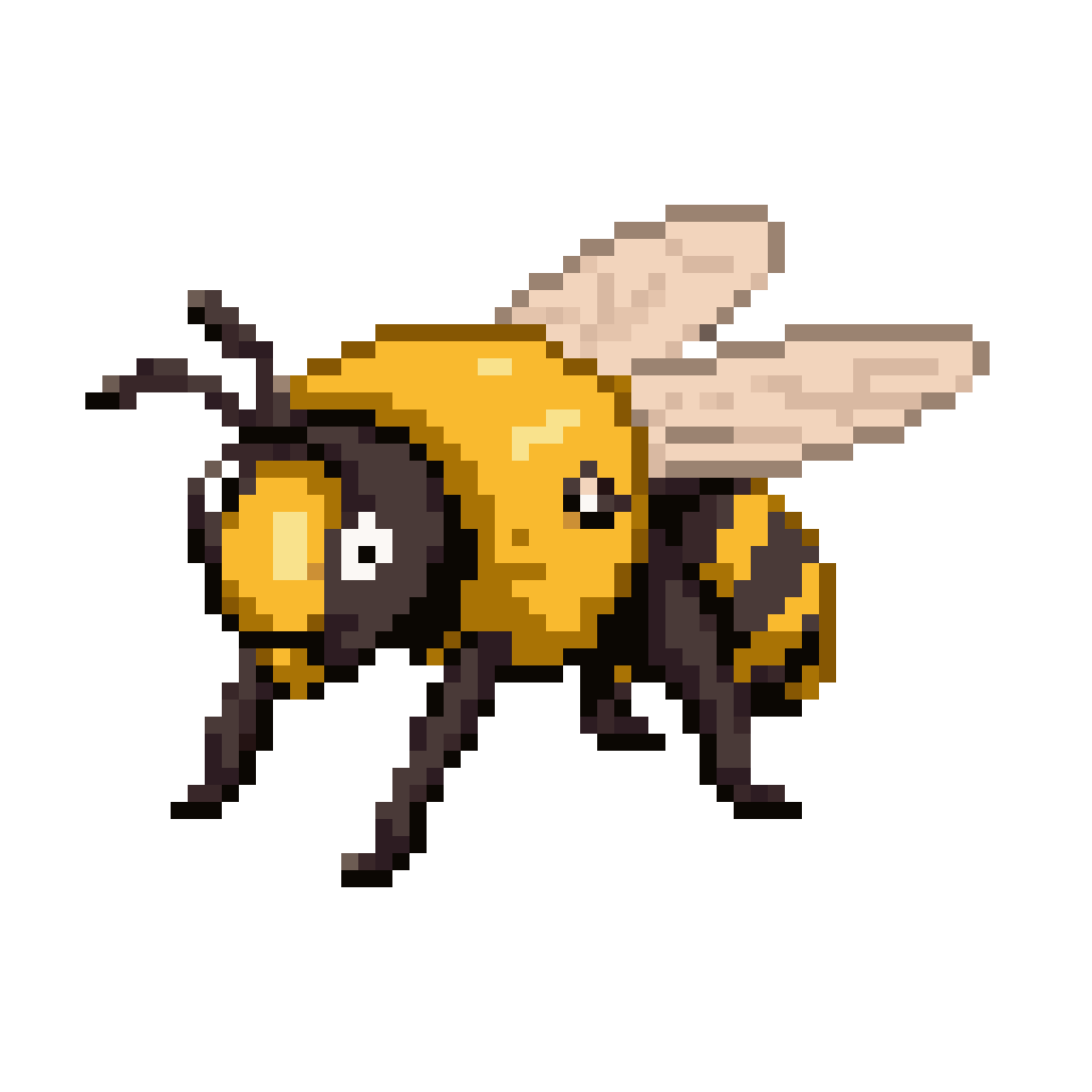 Pastel Common Bee Sprite pixel art