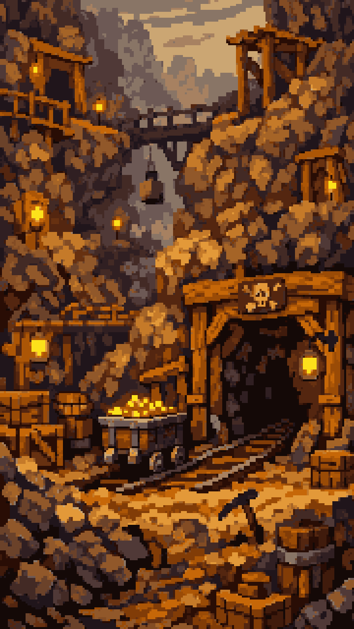 Side View Pixel Art Mine Entrance pixel art