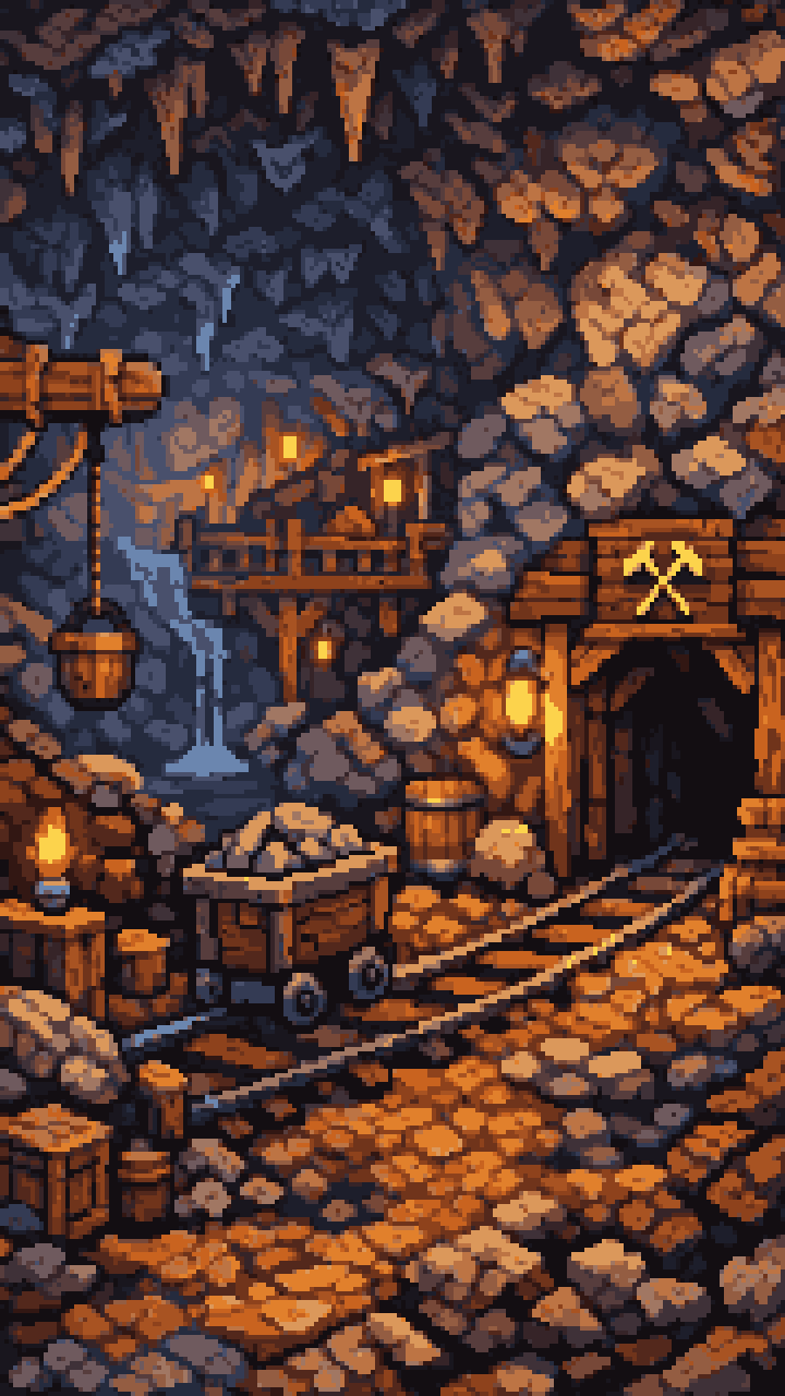 Side View Mine Entrance pixel art