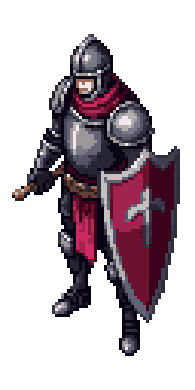 Full Body Knight with Sword and Shield pixel art