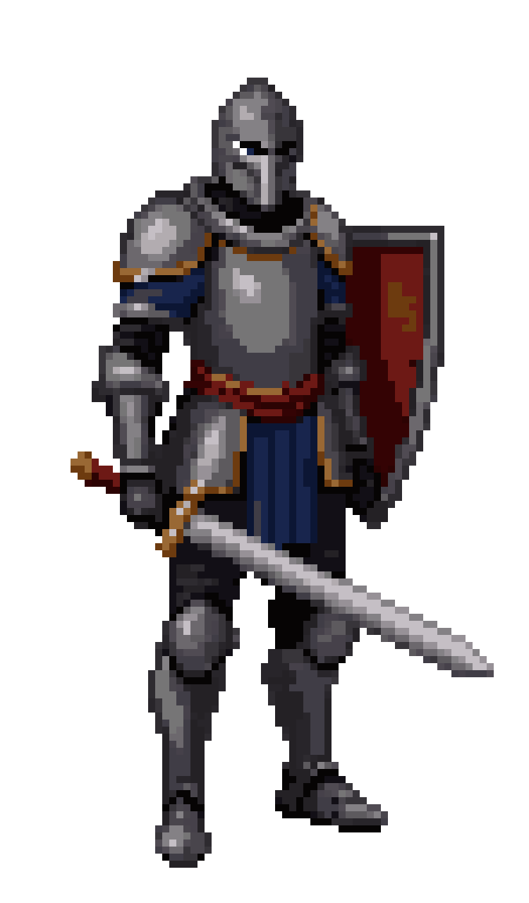 Full Body Knight with Sword and Shield pixel art