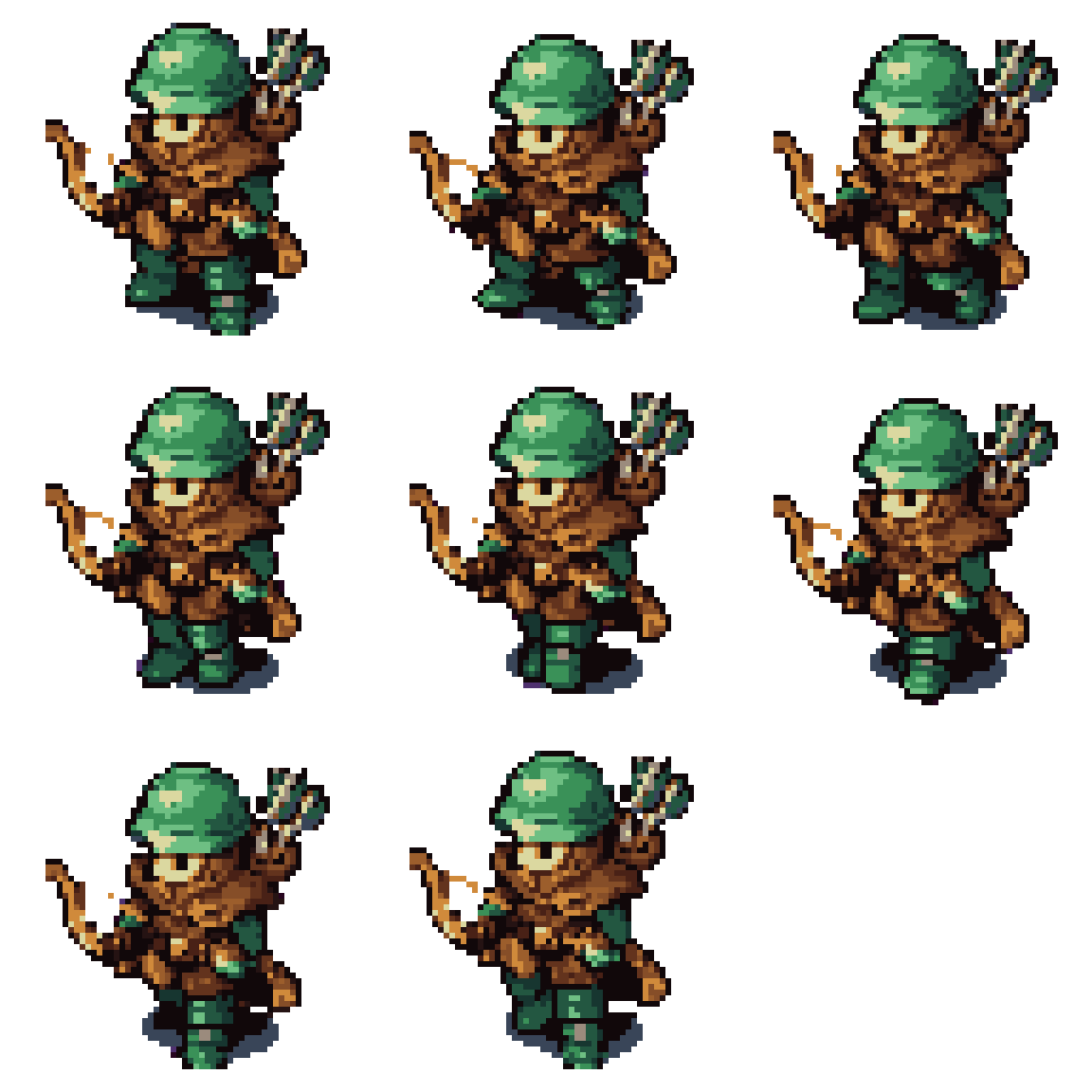 Fantasy Archer in Retro Style Walking pixel art
