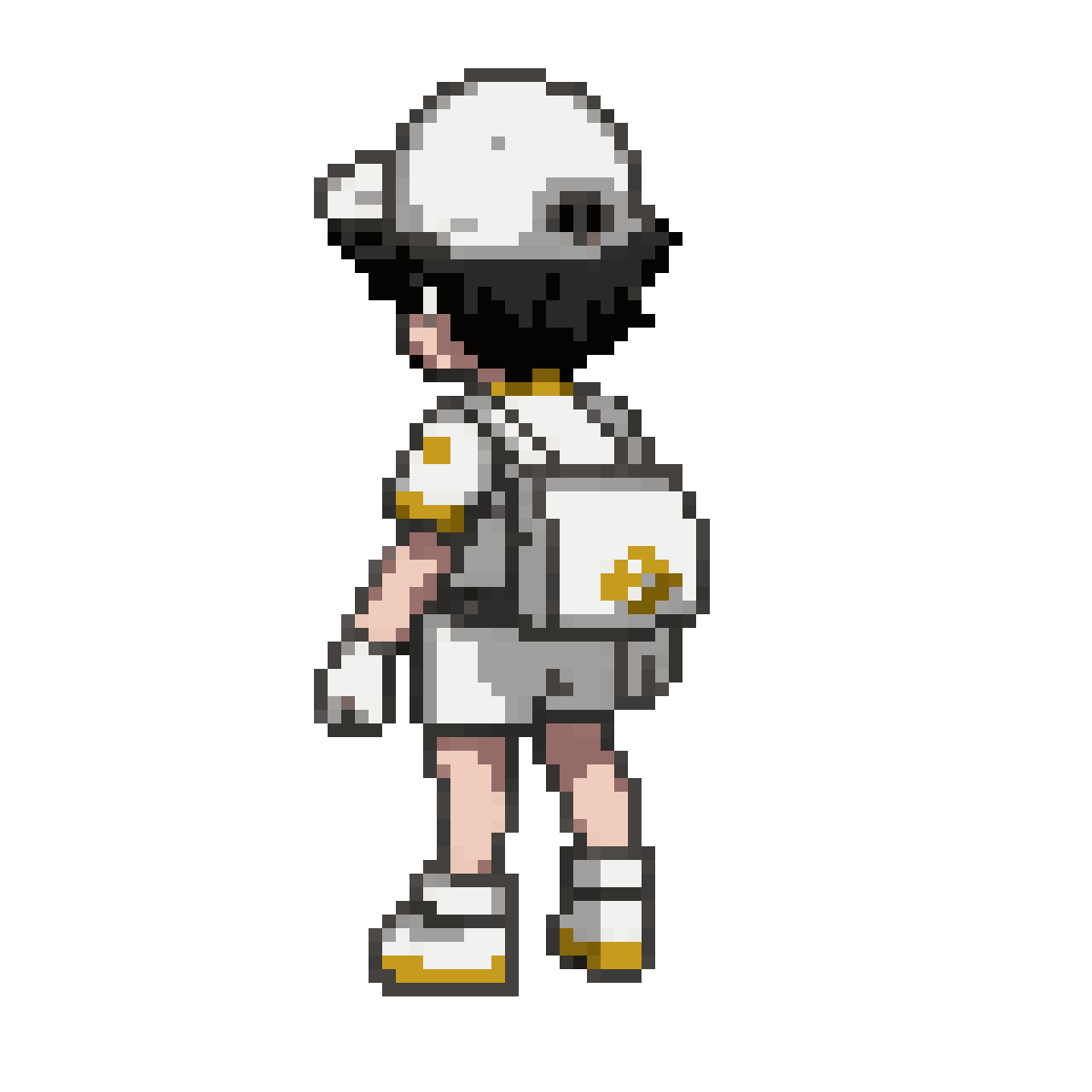 Back View of Young Anime Boy Explorer pixel art