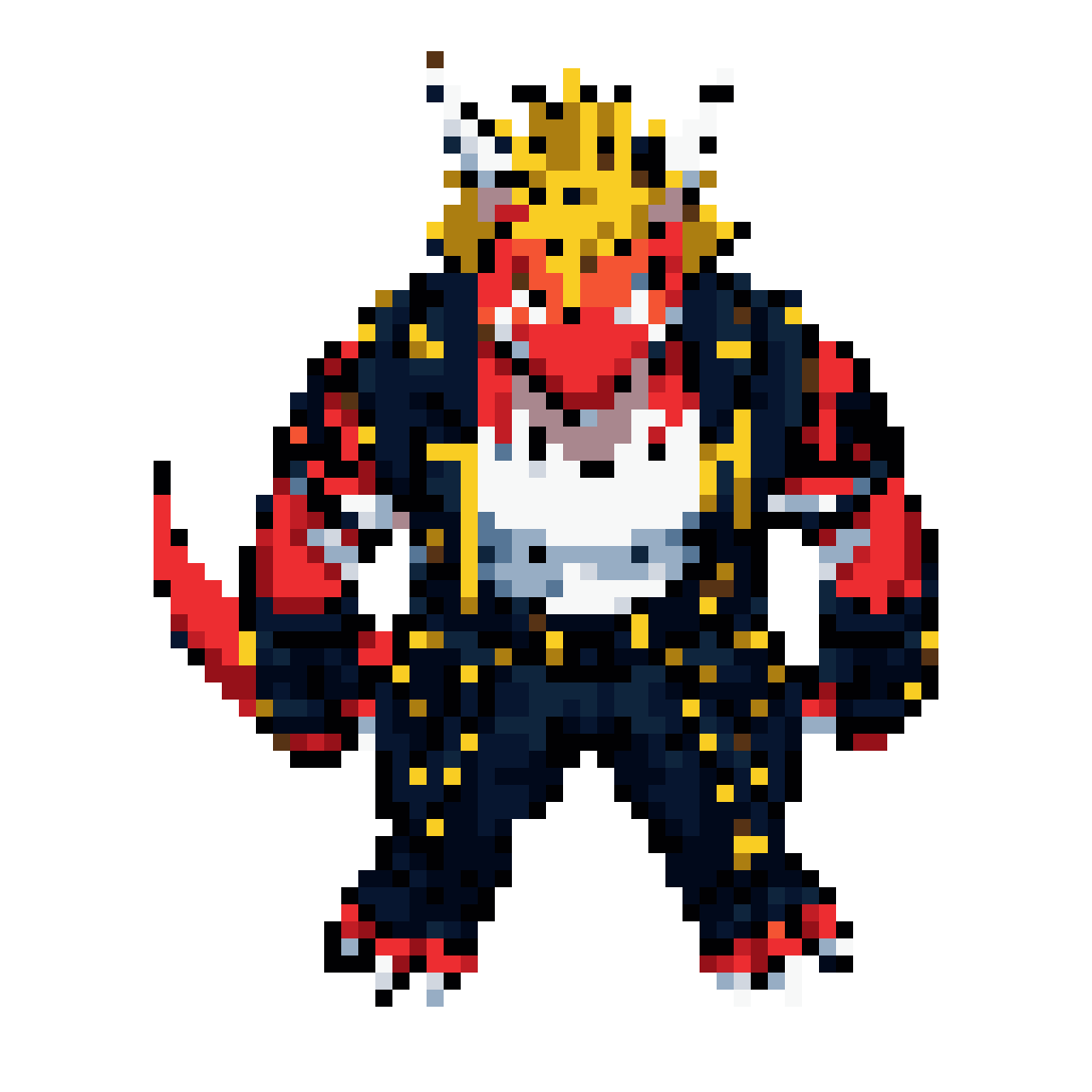 Anthropomorphic dragon with blonde hair pixel art