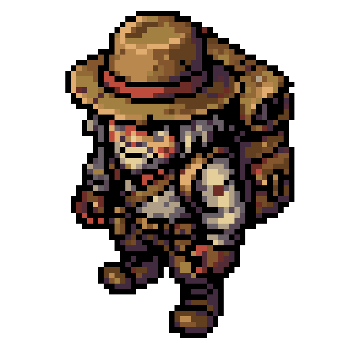 Argentinian survivor in rugged clothing pixel art
