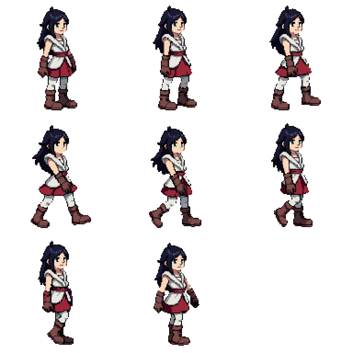 Modern Cartoon Character in Action Walking pixel art