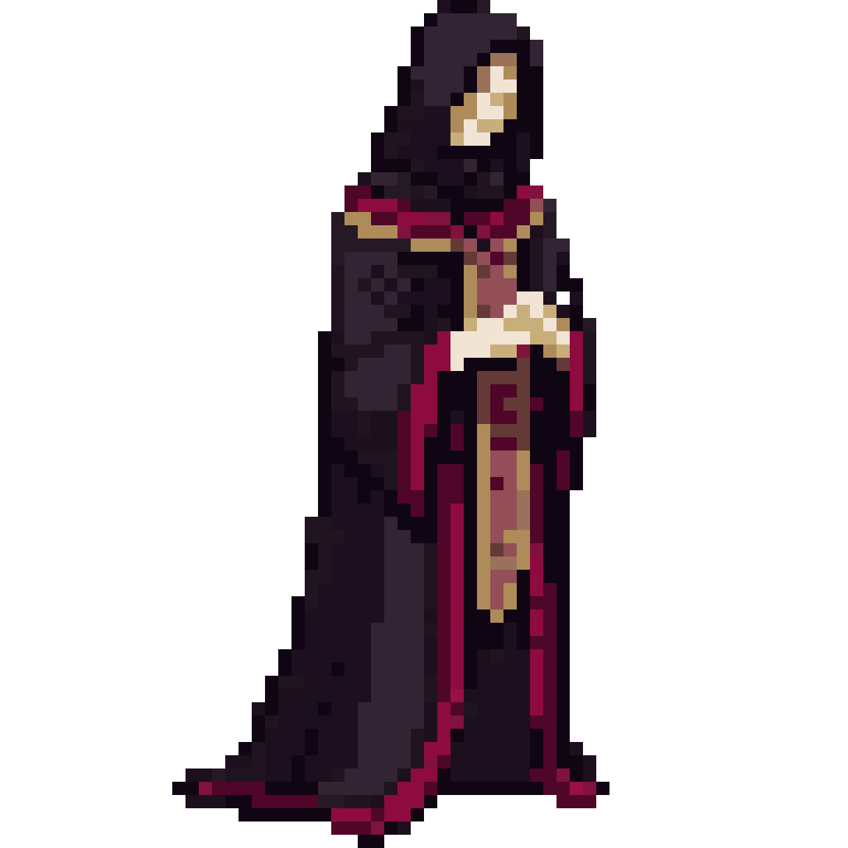 Faceless Devotee Dark Fantasy Character pixel art