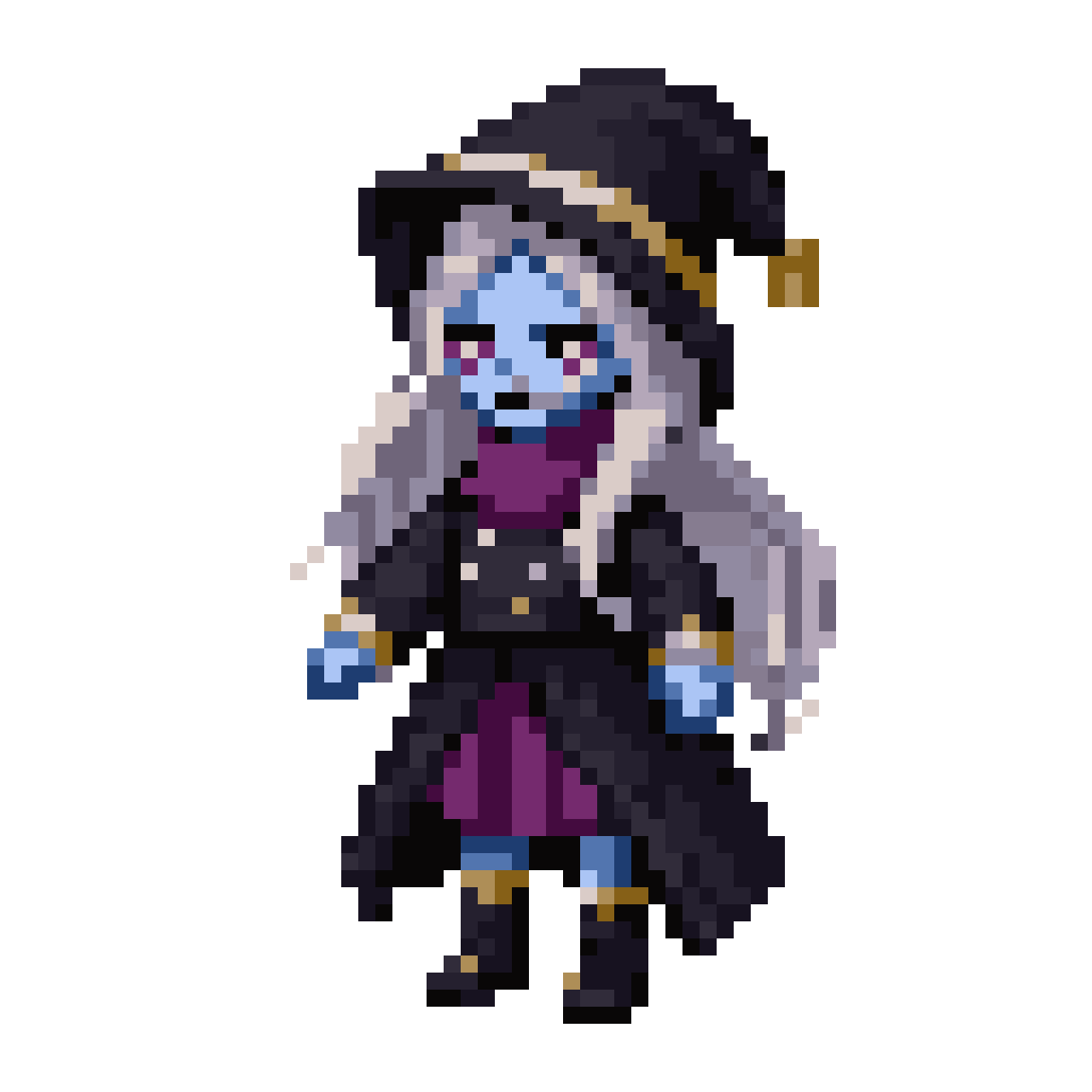 Eerie Lunar Witch Doll Character pixel art