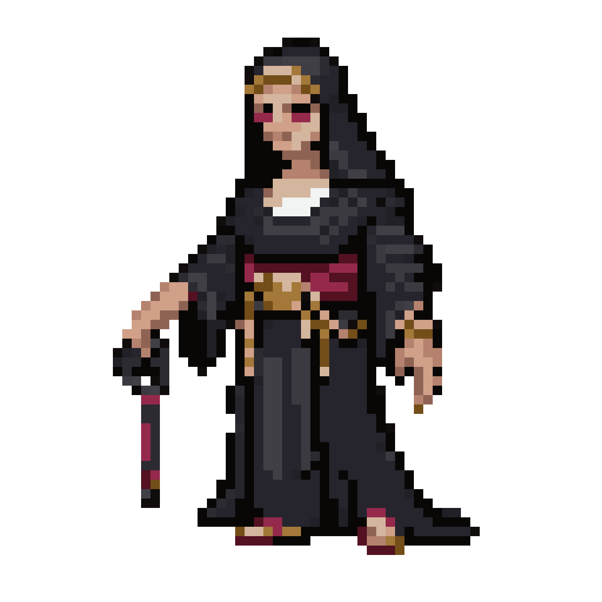 Solemn Battle Nun with Keys pixel art