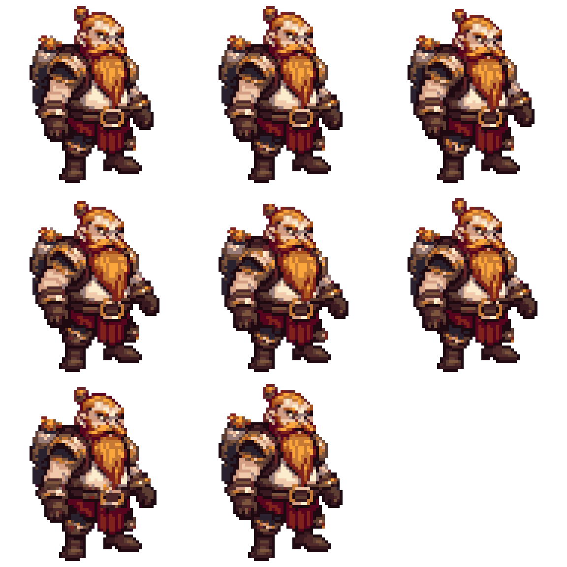 Friendly Dwarf Quest Guide Sprite Idle pixel art