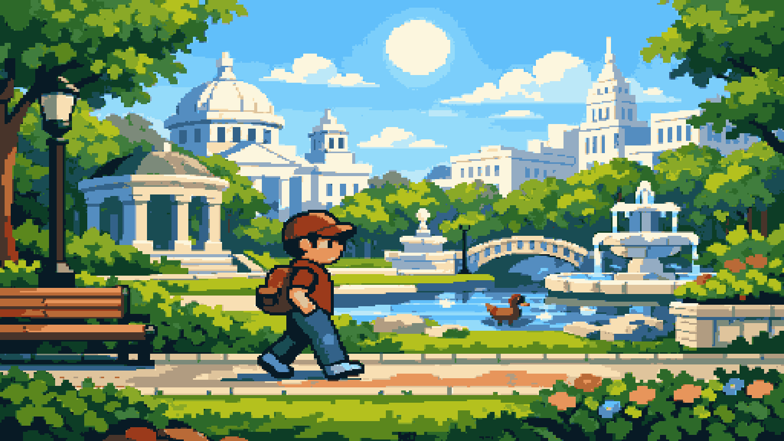 City Park with Clean Paths pixel art