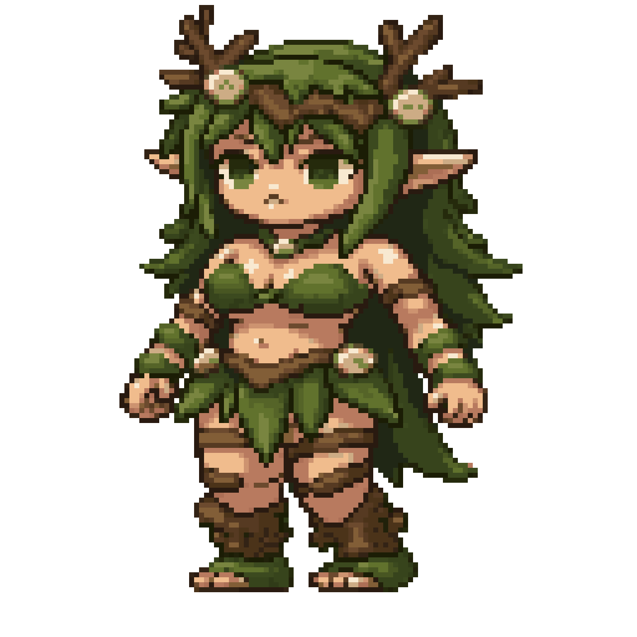 Full body woodland sprite female pixel art